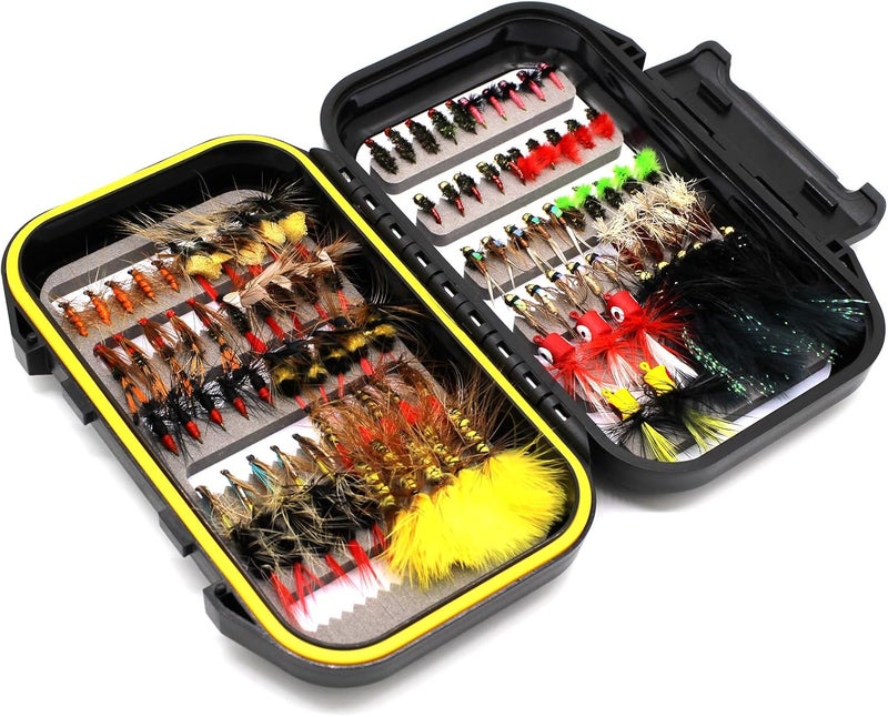 FAISOX Fly Fishing Flies Assortment Kit Dry Wet Nyphms Tenkara Popper Streamer Woolly Bugger for Trout Bass Salmon Steelhead with Fly Box - Image 5